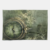 Emerald Green Rustic Steampunk Clock (7) Geschirrtuch (Horizontal)