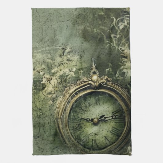 Emerald Green Rustic Steampunk Clock (7) Geschirrtuch (Vertikal)