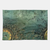 Emerald Green Rustic Steampunk Clock (8) Geschirrtuch (Horizontal)