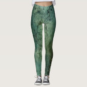 Emerald Green Rustic Steampunk Clock (8) Leggings (Vorderseite)