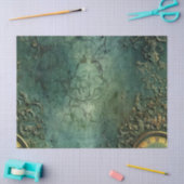 Emerald Green Rustic Steampunk Clock (8) Seidenpapier (Basteln)