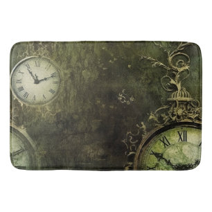 Emerald Green Rustic Steampunk Clock (9) Badematte