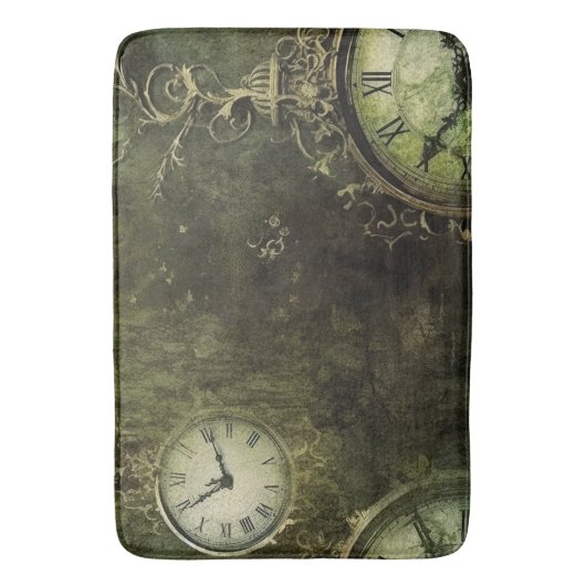Emerald Green Rustic Steampunk Clock (9) Badematte (Vorderseite Vertikal)