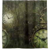 Emerald Green Rustic Steampunk Clock (9) Duschvorhang (Vorderseite)