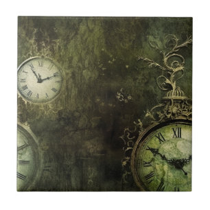Emerald Green Rustic Steampunk Clock (9) Fliese