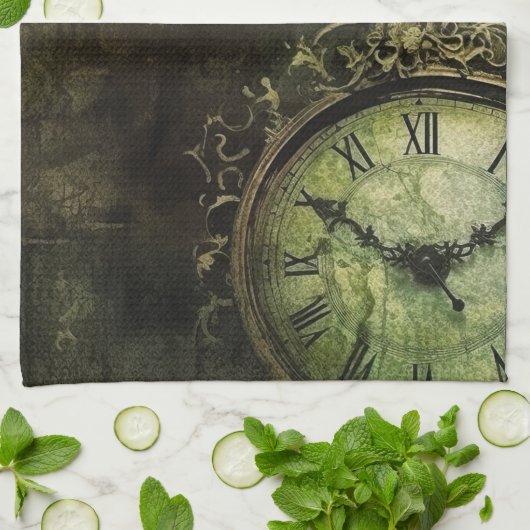 Emerald Green Rustic Steampunk Clock (9) Geschirrtuch (Gefaltet)