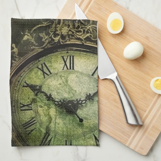 Emerald Green Rustic Steampunk Clock (9) Geschirrtuch (Viertel Falte)