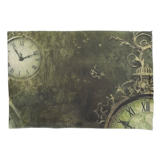 Emerald Green Rustic Steampunk Clock (9) Kissenbezug (Vorderseite-Links)