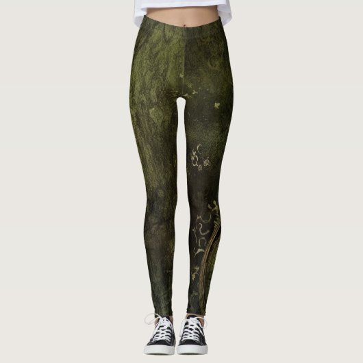 Emerald Green Rustic Steampunk Clock (9) Leggings (Vorderseite)
