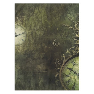 Emerald Green Rustic Steampunk Clock (9) Tischdecke