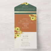 Emerald Green Rustic Sunflowers Hochzeit All In One Einladung (Innen Boden)