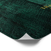 Emerald Green Rustic Wood Wedding Willkommenszeich Poster (Ecke)