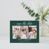 Emerald Green Save the Date 4 Foto Modern Postkarte (Stehend Vorderseite)
