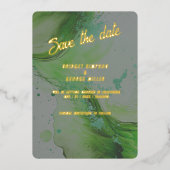 Emerald green Save the Date gold Foil Einladung (Vorderseite)