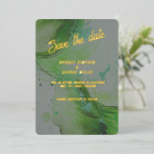 Emerald green Save the Date gold Foil Einladung (Stehend vorne)