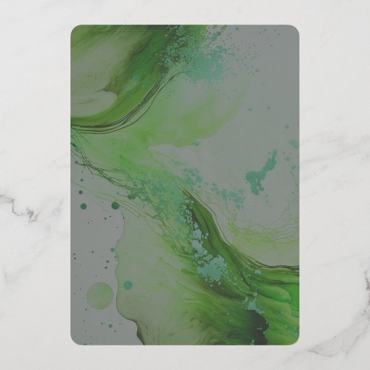 Emerald green Save the Date gold Foil Einladung (Rückseite)