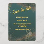 Emerald green Save the Date gold Foil Einladung (Vorderseite)