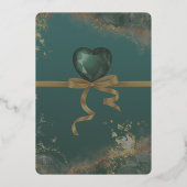 Emerald green Save the Date gold Foil Einladung (Rückseite)