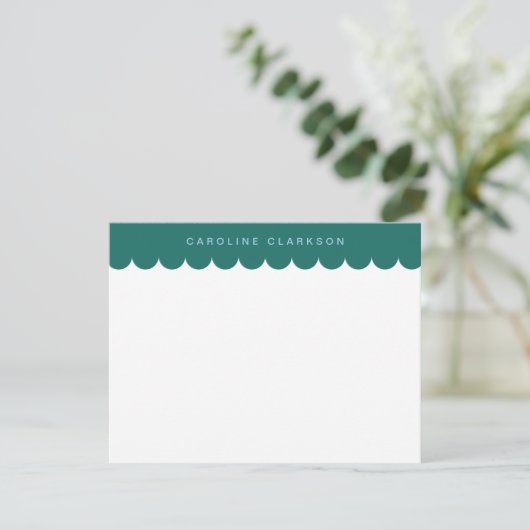 Emerald Green Scallop Border Note Card Einladung (Stehend Vorderseite)