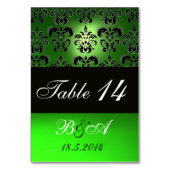 EMERALD GREEN SCHWARZ-WEISS CLASSY DAMASK MONOGRAM TISCHNUMMER (Rückseite)
