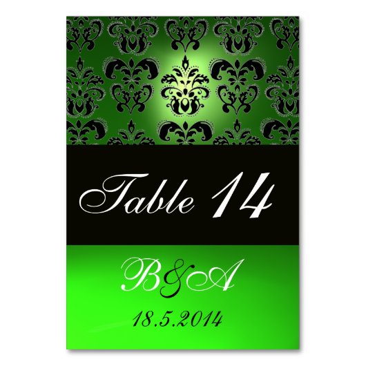 EMERALD GREEN SCHWARZ-WEISS CLASSY DAMASK MONOGRAM TISCHNUMMER (Rückseite)