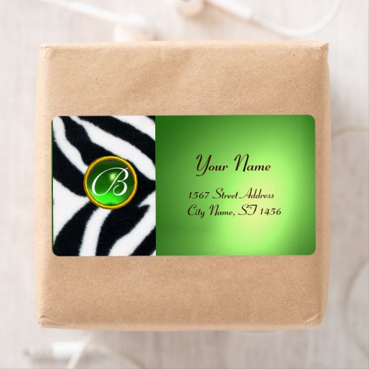 EMERALD GREEN SCHWARZ-WEISS ZEBRA FUR MONOGRAMM (Insitu)