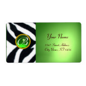 EMERALD GREEN SCHWARZ-WEISS ZEBRA FUR MONOGRAMM (Vorne)