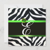 EMERALD GREEN SCHWARZ-WEISS ZEBRA FUR MONOGRAMM EINLADUNG (Vorderseite)