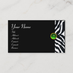 EMERALD GREEN SCHWARZ-WEISS ZEBRA FUR MONOGRAMM VISITENKARTE