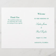 Emerald Green Script Bi-Fold Wedding Program