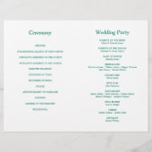 Emerald Green Script Bi-Fold Wedding Program (Rückseite)