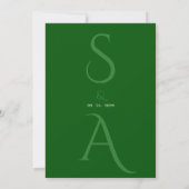 Emerald Green Script Contemporary Monogram Wedding Einladung (Rückseite)