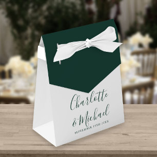 Emerald Green Script Elegant Moderne Hochzeit Geschenkschachtel