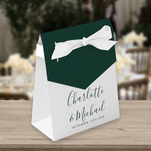 Emerald Green Script Elegant Moderne Hochzeit Geschenkschachtel