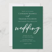 Emerald Green Script Forest Wedding Einladung (Vorderseite)
