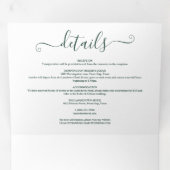 Emerald Green Script Minimalistisch Foto Wedding Dreifach Gefaltete Einladung (Innen Erste Seite)