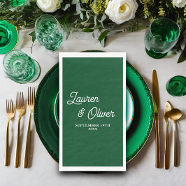Emerald Green Script Minimalistisch Wedding Serviette