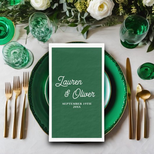 Emerald Green Script Minimalistisch Wedding Serviette