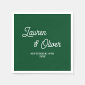 Emerald Green Script Minimalistisch Wedding Serviette (Vorderseite)