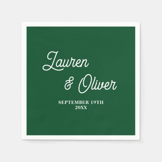 Emerald Green Script Minimalistisch Wedding Serviette (Vorderseite)