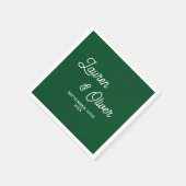 Emerald Green Script Minimalistisch Wedding Serviette (Ecke)