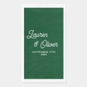 Emerald Green Script Minimalistisch Wedding Serviette (Vorderseite)