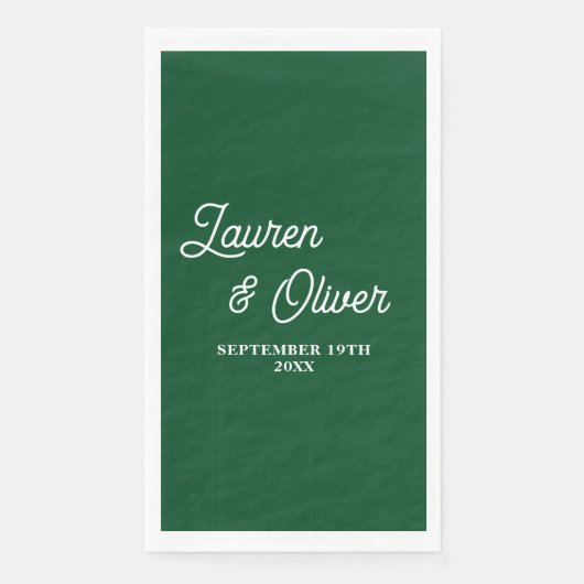 Emerald Green Script Minimalistisch Wedding Serviette (Vorderseite)