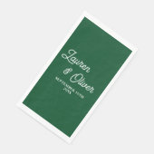 Emerald Green Script Minimalistisch Wedding Serviette (Ecke)