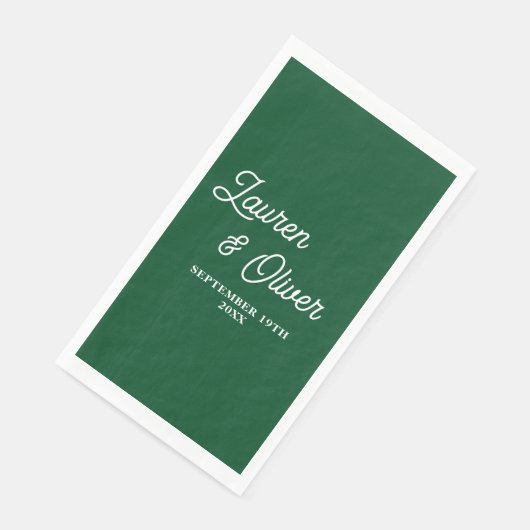 Emerald Green Script Minimalistisch Wedding Serviette (Ecke)