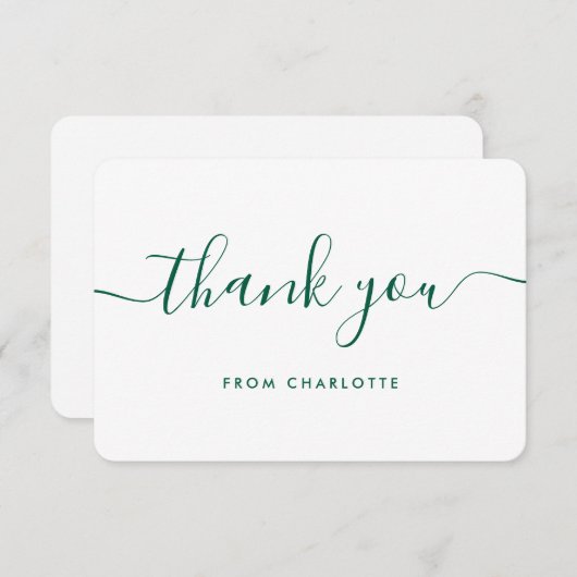 Emerald Green Script Polterabend Birthday Dankeskarte (Vorne/Hinten)