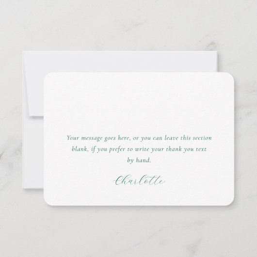 Emerald Green Script Polterabend Birthday Dankeskarte (Rückseite)