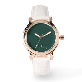 Emerald Green Script | Stilvolle Monogram Modern Armbanduhr