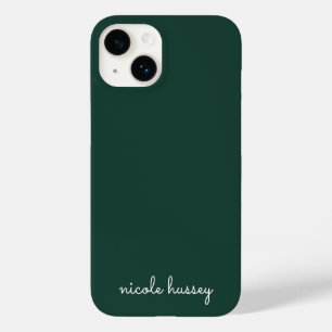 Emerald Green Script   Stilvolle Monogram Modern Case-Mate iPhone 14 Hülle