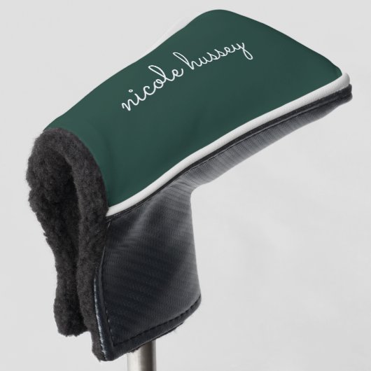 Emerald Green Script | Stilvolle Monogram Modern Golf Headcover (3/4 Vorderseite)